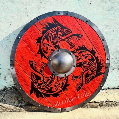 Fenrir Wolf Viking Shield, Eivor Valhalla Raven Warrior Battle Ready Cosplay Shi