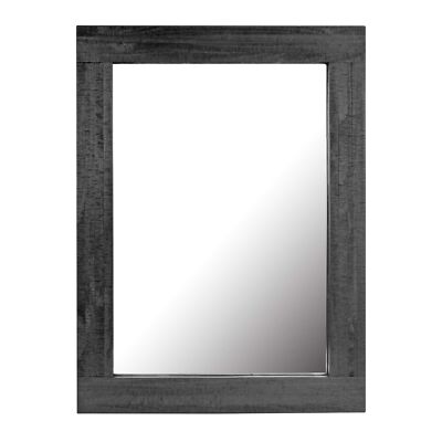 Stonebriar 24'' x 18'' Rectangle Black Wood Frame Wall Mirror with Attached Han...