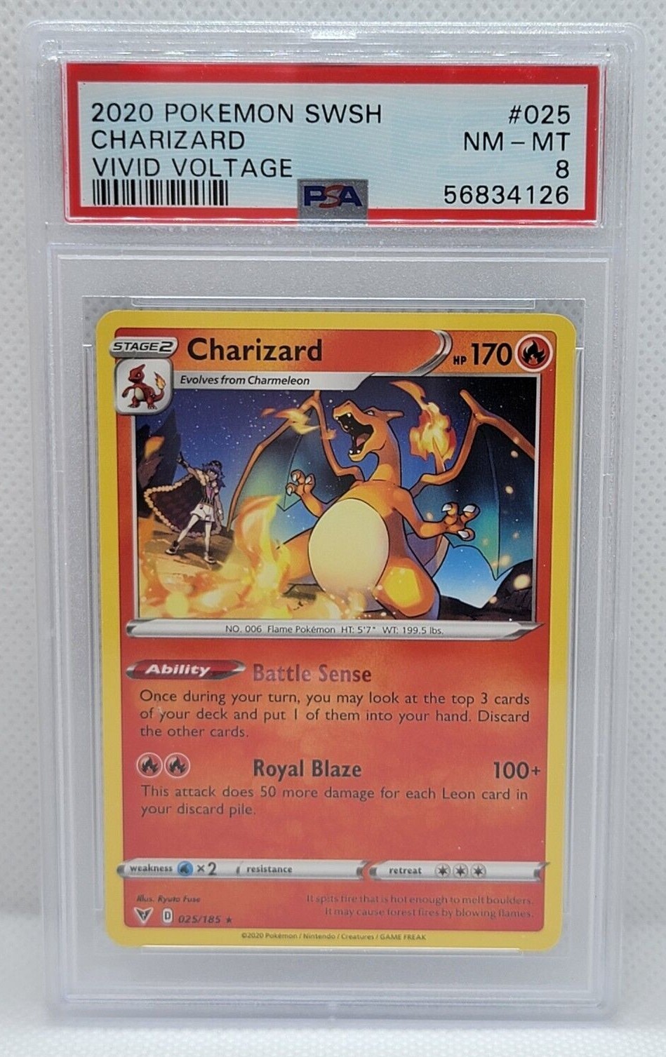 2020 Pokemon Sword & Shield Vivid Voltage #025 - PSA NM-MT 8 - CHARIZARD