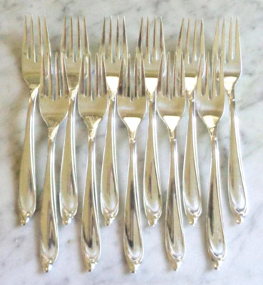11 Happy Anniversary International Deep Silver Inlaid 6 5/8 Salad Dessert Forks