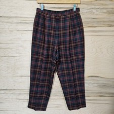 Pendleton Vtg TartanPlaid High Waist Pleat Front Tapered Leg Trousers Wmns Sz 8