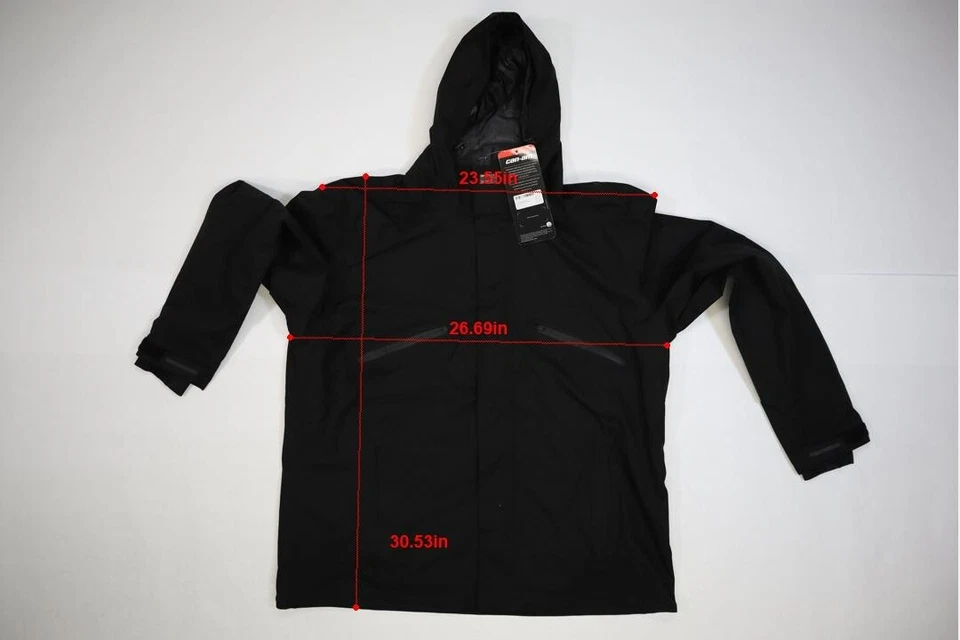 BRP Can-Am Seil Packable Jacket Black Riding Full Zip Hooded Coat Mens 2XL - Image 4 of 4