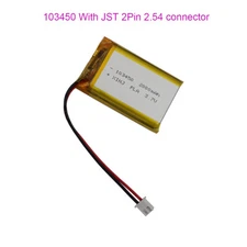 3.7V 2000mAh 7.4Wh Li-polymer Li Battery 103450 JST 2pin 2.54mm For GPS DashCam