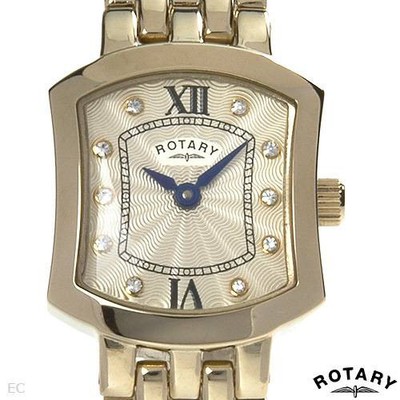 ROTARY LB72445_09 Ladies Dress Watch With Genuine Crystals (10 Pcs) Swiss Made