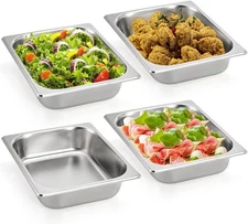 TOPZEA 4 Pack Hotel Pans Half Size, 2.5" Deep 1/2 Size Stainless half size 