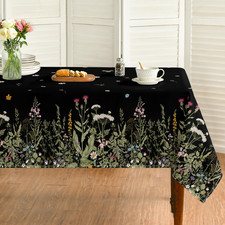 Spring Tablecloth 60 X 84 Inch Rectangular Black Wild Flower Daisy Seasonal Fa