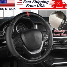 For Ford Car Steering Wheel Cover Carbon Fiber Pvc Leather Anti-slip Accessories