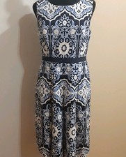 Talbots Sleeveless Geometric Print Pleated Fit & Flare Dress Size 6