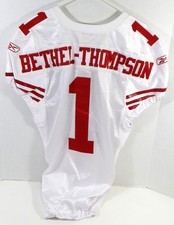 2009 San Francisco 49ers McLeod Bethel Thompson #1 Game Issued White Jersey 42 5