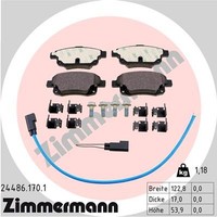 Hinterachse Zimmermann 24486.170.1 Bremsbelagsatz, Scheibenbremse FüR Ford