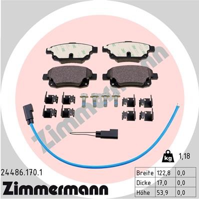 Hinterachse Zimmermann 24486.170.1 Bremsbelagsatz, Scheibenbremse FüR Ford-image