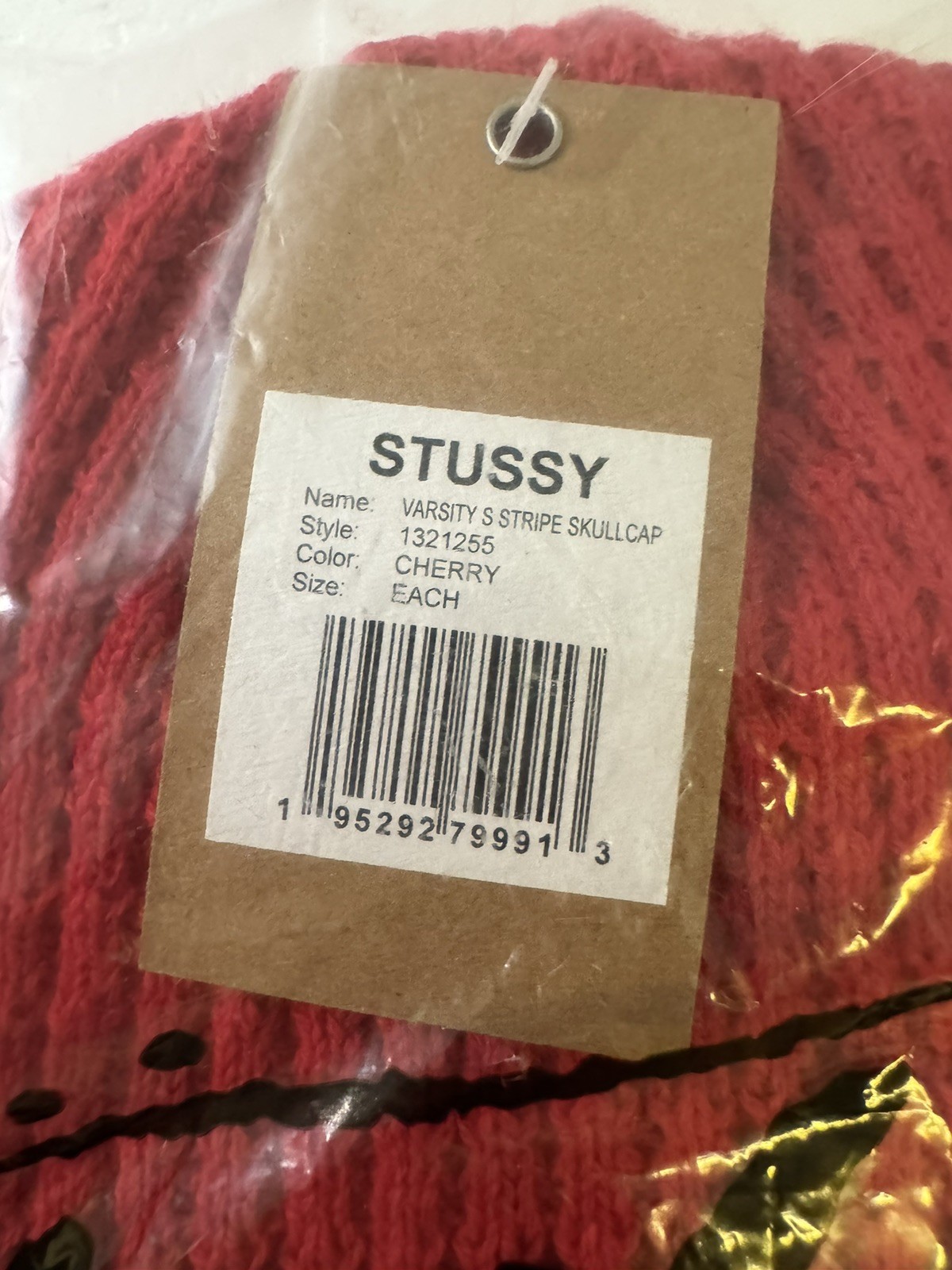 STUSSY VARSITY STRIPED SKULLCAP Red BEANIE UNISEX ONE SIZE image 2