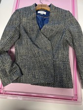 Calvin Klein Petite Tweed Open Front Blazer Royal Blue Lining Women's Size 10 P