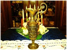 Messingkaraffe Mit Griff, Krug mit Relief Verzierungen Vase H=41cm Vintage