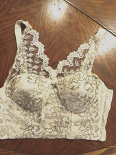 Fashion Fantasy Victorian Corset Top Womens L White Embellished Beaded Bustier