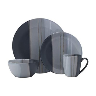 Parker Gray 16 Piece Dinnerware Set, Service for 4, Gray