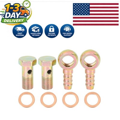 2 Sets of 12mm Bronze Banjo Hose Fittings & Washers - Perfect for Vehicles