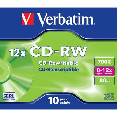 10x Verbatim CD-RW Rohlinge 700 MB 12x Schreiben Jewel Case