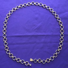 VTG Morris Moskowitz Gold Tone Metal Link Chain Belt Necklace MM Logo 37  