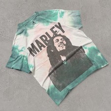 Zion Rootswear Bob Marley Pastel Tie Dye Graphic Tee Mens Medium Green Pink