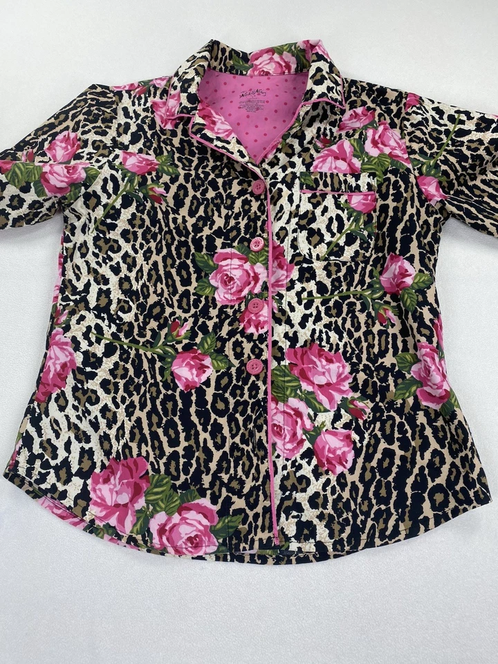 Набор пижам Nick & Nora леопард, гепард и розовая роза капри размер маленький - Изображение 3 из 4