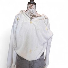 Unbranded Women's White and Cream Hoodie
