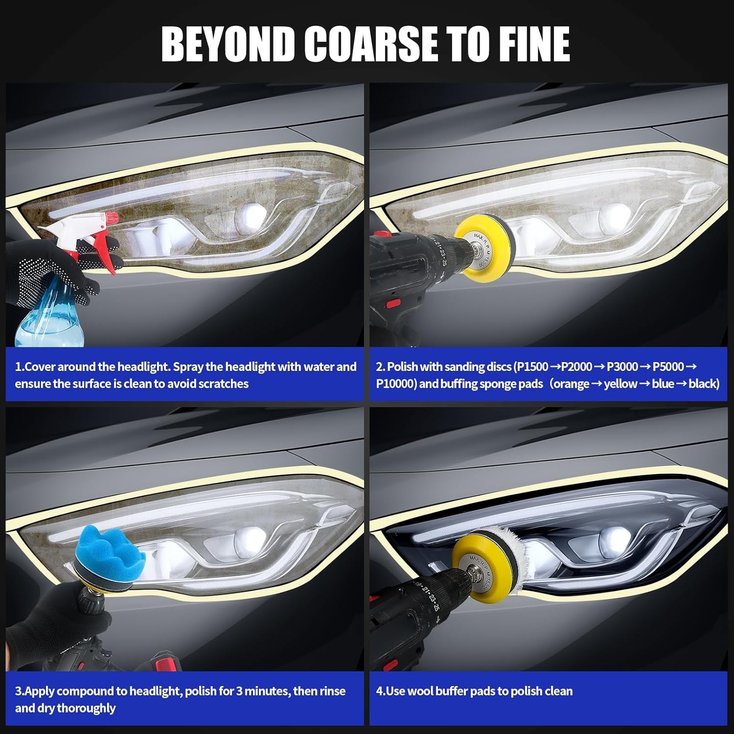 133PCS 3" Sanding & Polishing Kit for Drill Car Wood Metal Glass Epoxy