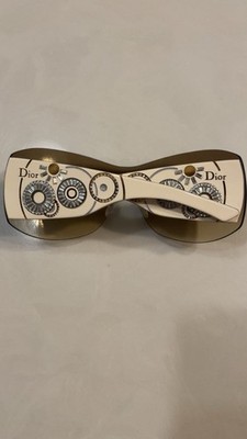 Christian Dior Sunglasses Shield Beige Brown Decorative Oversized Gradient Women