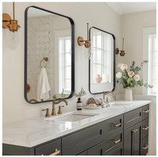 Melodieux Black Bathroom Vanity Mirror for Wall, 50x75 cm Metal Framed Rectangle