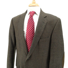 Stafford Classic Fit Earthy Green Brown Wool Flannel Check Blazer Sport Coat 42L