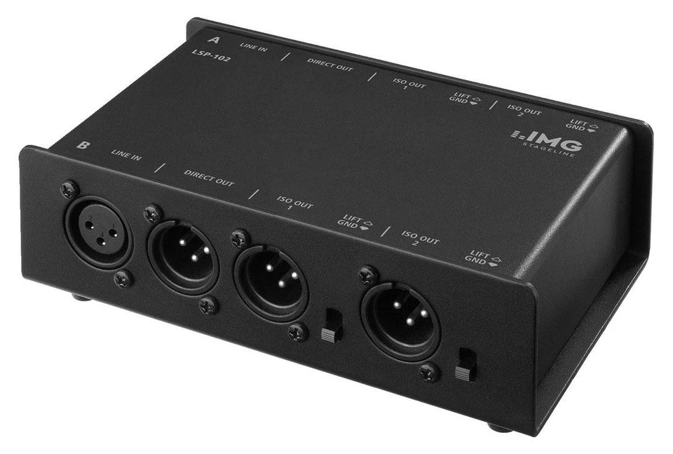 IMG STAGELINE Passiver 2-Kanal-3-fach-Line-Splitter mit 2x XLR, sym. & 6x XLR, sym. Anschluss