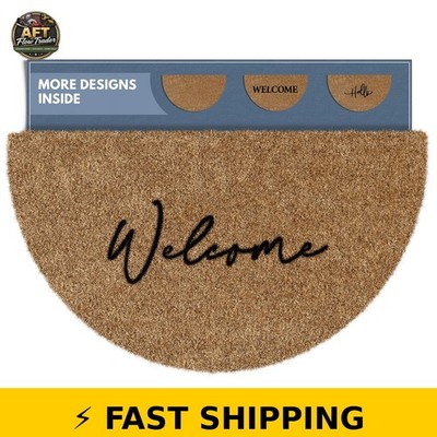 Barnyard Designs Half Moon Welcome Mat 30x17, Brown
