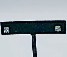 Sterling Silver Kit Heath Signed  Sky Blue Topaz Princess Stud Earrings NOS 1.5g