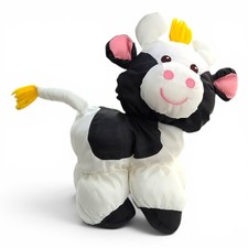 Vtg Fisher Price Puffalump Cow Black White Stuffed Animal Plush Stuffy 1993 EUC 