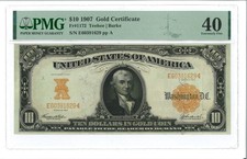 Fr. 1172 $10 1907 Gold Certificate PMG Extremely Fine 40