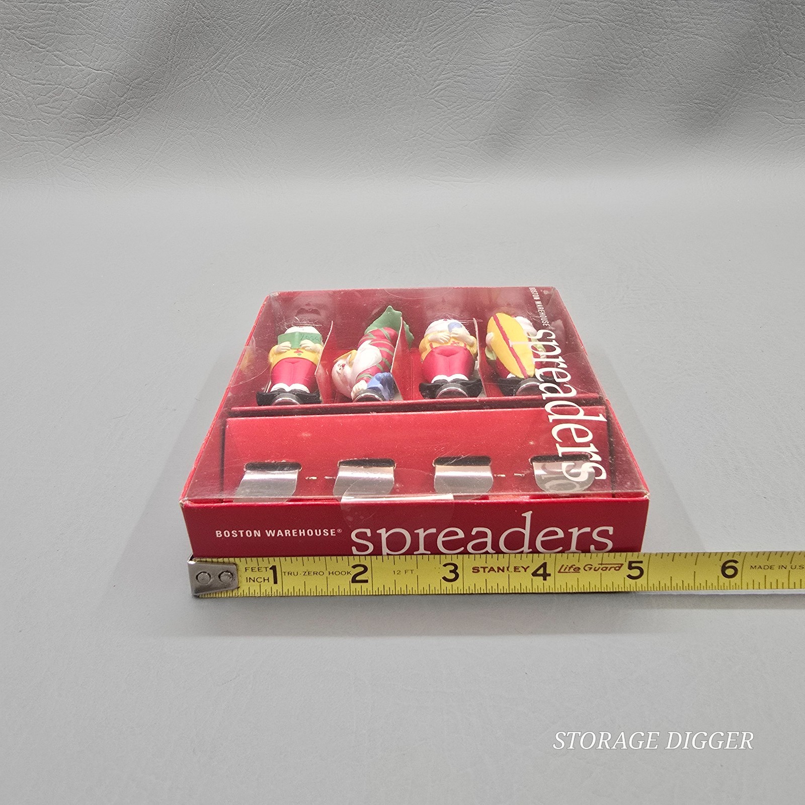 Vintage New 2003 Set of 4 Boston Warehouse Palm Tree Santa Spreader, # 12077