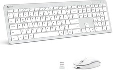 Silver Wireless Keyboard And Mouse Combo Set 2.4G For Mac Apple Pc Full Size New