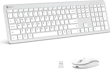 Silver Wireless Keyboard And Mouse Combo Set 2.4G For Mac Apple Pc Full Size New