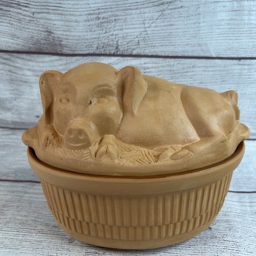 Vintage Gourmet Terra Cotta Clay Pigs Baker Roaster Microwave Oven Made USA - Picture 7 of 11