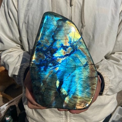 7.3lb Natural labradorite polished free-form mineral specimen healing