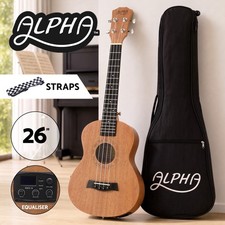 Alpha 26 Inch Solid Mahogany Tenor Ukulele Electric Acoustic EQ Kit Natural