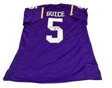 Derrius Guice Autographed Purple College Style Jersey- JSA Witness Auth
