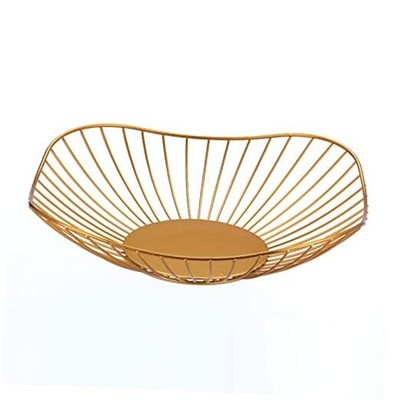  Short Curved-Edge Modern Creative Stylish Single Tier Dish,Metal Iron Gold