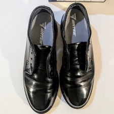 Bates Womens Black Leather Oxfords Polished Finish Size 6.5