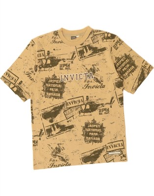 INVICTA Herren Grafik T-Shirt Oberteil Large Beige Baumwolle BN10