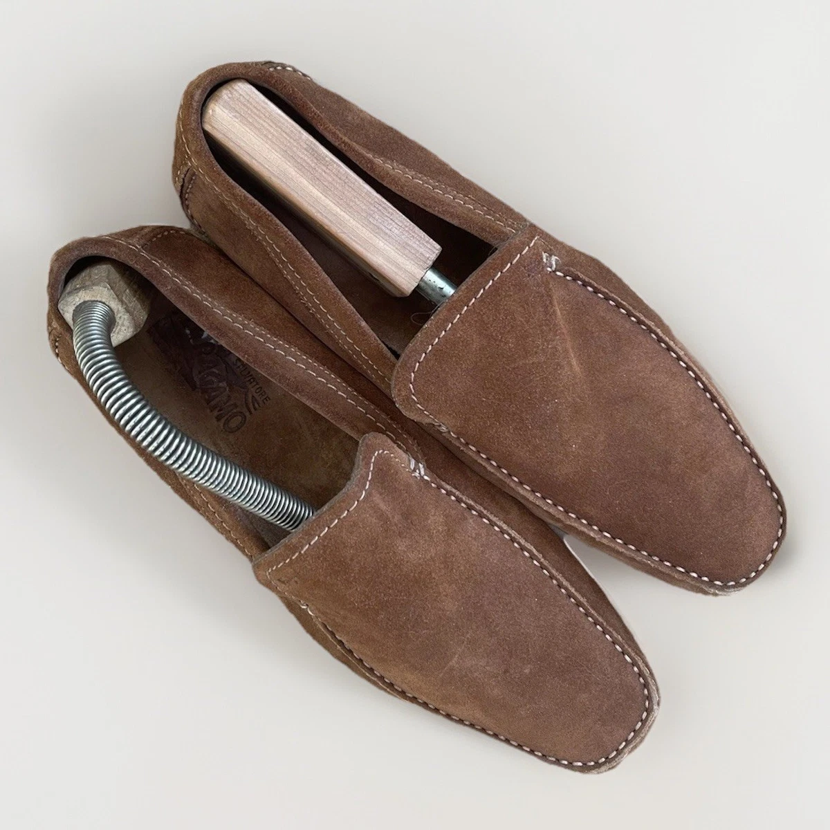 Ferragamo Loafers in Dark Brown Suede - size US 11. FREE wooden shoe tree Boat shoe loafer with Gancini ornament - Men | Ferragamo main image 3