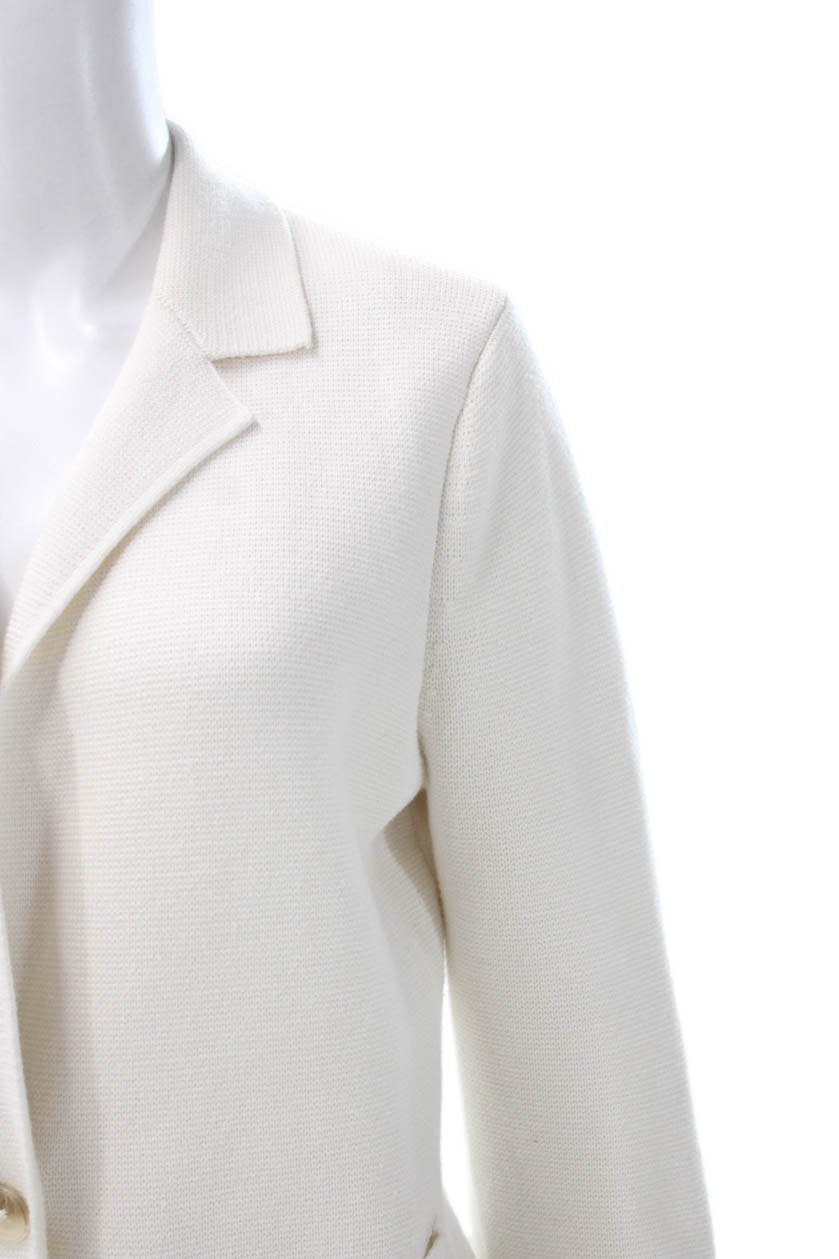 L'Agence Women White Basic Jacket Button 50% Cott… - image 2