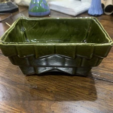 Vintage Dark Green Glossy Glaze Cookson Pottery Planter Unmarked MCM Art Deco  