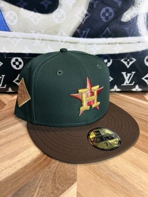 New Era Hat Dreams Houston Astros Legacy  Heineken 2.0  Gold Green Fitted 7 3/8