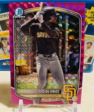 2025 Bowman Chrome Baseball Padres Leo De Vries Pink Geometric /299 🔥
